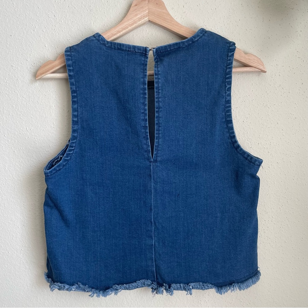 BCBG Frayed Edge Denim Tank Top - Picture 6 of 8